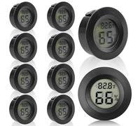 Termómetro higrómetro digital para interiores: WIYETY 10 Pack LCD Mini Medidor de Humedad, ℃/℉ Termómetro para Invernadero, sótano, habitación de bebé, negro redondo