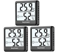 Termómetro Higrómetro Digital, Termómetro Interior LCD, Termómetro Temperatura Ambiente, Medidor de Humedad, 3 Piezas (Negro)
