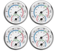 Termómetro higrómetro fácil de leer: WIYETY 4 unidades Termómetro redondo higrómetro interior analógico, fácil de leer, termómetro de habitación, medidor de humedad para bebé, garaje, oficina