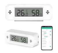 Termómetro higrómetro inalámbrico digital interior con aplicación, WiFi Smart temperatura y medidor de humedad, mini termómetro de habitación, funciona con la aplicación Tuya, compatible con Alexa y