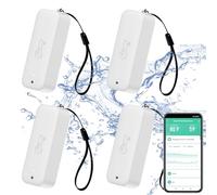 Termómetro higrómetro inteligente: resistente al agua, sensor de humedad y temperatura con notificación de alarma por aplicación, sensor WiFi para interiores y exteriores, fit con Alexa (White,4PCS)