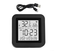 Termómetro higrómetro inteligente Wi-Fi con pantalla LCD y control remoto por infrarrojos, compatible con la aplicación Tuya Smart-Life para monitoreo del entorno doméstico, muestra Celsius y