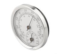 Termómetro higrómetro montado en la pared para uso en interiores y exteriores con escala fácil de leer para temperatura y humedad, adecuado para jardín, invernadero, oficina (plateado)