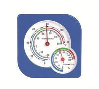 Termómetro higrómetro no electrónico con transparente para esfera que muestra la temperatura actual en el nivel C y RH con guía de comodidad visual (azul)