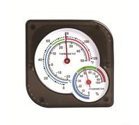 Termómetro higrómetro no electrónico con transparente para esfera que muestra la temperatura actual en el nivel C y RH con guía de comodidad visual (negro)