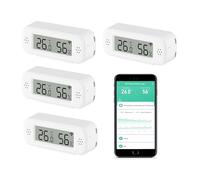 Termómetro higrómetro WiFi para interiores: sensor de temperatura inteligente, monitor digital de humedad con aplicación smart y grabación de datos, fit for Alexa, para dormitorio, invernadero (4PCS)