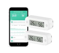 Termómetro higrómetro WiFi para interiores: sensor de temperatura inteligente, monitor digital de humedad con aplicación smart y grabación de datos, fit for Alexa, para dormitorio, invernadero (2PCS)