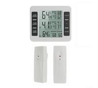 Termómetro inalámbrico digital con sensores remotos duales para monitoreo de refrigerador, medidor de temperatura interior y exterior con sistema audible blanco (sensor 2x)
