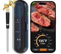 Termómetro inalámbrico para carne para asar y ahumar, 500 pies, sensor de carne, termómetro inteligente para barbacoa, horno, barbacoa, ahumador, sous vide, color azul