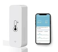 Termómetro inteligente con Wi-Fi, mini sensor digital de temperatura y humedad interior, sensor de humedad de temperatura ambiente, control remoto para invernadero, bodega, compatible con Alexa/Google