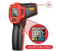 Termómetro láser digital infrarrojo, termómetro industrial infrarrojo Xinxu, de -50 a 500 °C (-58 a 1022 °F), pantalla LCD retroiluminada, termómetro sin frente para cocina, barbacoa y congelador. rea