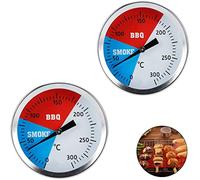 Termómetro para barbacoa Guador BBQ 2 piezas de indicador de temperatura para asar al aire libre Termómetro de humo de acero inoxidable Apto para todas las parrillas, ahumadores y carritos