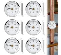 Termómetro para calefacción, 6 unidades, termómetro de tubo, indicador de temperatura con muelle de clip, termómetro de puntero 0-120 °C, tubo de 63 mm