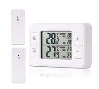 Termómetro para frigorífico, termómetro para congelador con 2 sensores inalámbricos, termómetro interior y exterior, alarma de temperatura, min/máxima, indicador de tendencia de temperatura, flecha