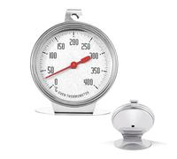 Termómetro para Horno en Acero Inoxidable con Dial Grande - Rango 0-400°C, Ideal para Hornear, Cocinar y Barbacoa - Compatible con Hornos Eléctricos, de Gas y de Leña