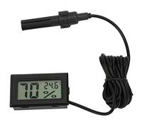 Termómetro para interiores y exteriores, Mini termómetro cuadrado de alta precisión digital LCD Humedad Termómetro Higrómetro con sonda Línea de 1,5 m(Negro)