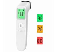 Termómetro para la fiebre sin contacto, termómetro infrarrojo digital para bebés y adultos con lecturas precisas inmediatas, alarma de fiebre, pantalla LCD y 35 recuperaciones de memoria (plata)