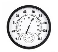Termómetro redondo analógico para interiores y exteriores con higrómetro integrado, escala Celsius dual Fahrenheit para el hogar, patio, invernadero o garaje, grande, fácil de leer, montaje en pared