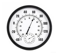 Termómetro redondo de 25 cm con higrómetro, termómetro mecánico e higrómetro para interiores y exteriores (color negro)