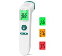 Termómetro sin contacto Termómetro frontal, termómetro digital infrarrojo para bebés y adultos con mediciones precisas e inmediatas, alarma de fiebre, pantalla LCD y 35 memorias (verde)