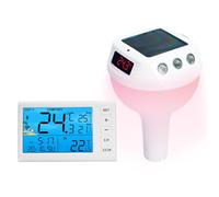 Termómetro Solar Digital Inalámbrico para Piscina | Flotante 100m (328ft) con Pantalla Receptora de 4.4", Iluminación RGB, Impermeable IP68 y Control de Temperatura Ambiente para Piscina, Jacuzzi