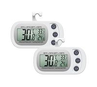 Termómetros para Refrigerador, ORIA 2PCS Termómetro Digital para Congelador con Parte Trasera Magnética y Gancho, Pantalla LCD Grande, Registro Max y Min para Hogar, Cafeterías, Bares - Blanco