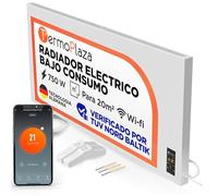 Termoplaza Radiador Electrico WiFi Bajo Consumo 750 Vatios hasta 20m2 | Infrarrojo Calefaccion - Convector Electrico Bajo Consumo - Blanco Calefactor Bajo Consumo Electricos Paneles Calefactores Pared