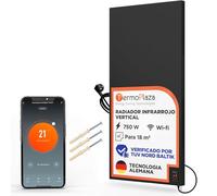 Termoplaza Radiador Infrarrojo Vertical Negro WiFi 750 W hasta 18 m² | Calefactor Infrarrojo - Radiador Electrico - Convector - Panel Pared - Calefacción Bajo Consumo