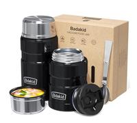 Termos para alimentos calientes, (Bidakid), paquete de 2 tarros de alimentos aislados para alimentos calientes, recipientes térmicos con tapa al vacío y cuchara plegable, tarro aislado para comida