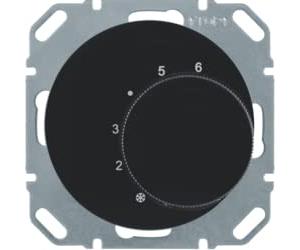 Termostato con conmutador, R.1/R.3, negro, brillo