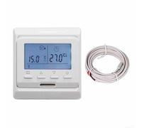 Termostato controlador de temperatura programable para calefacción de suelo eléctrico, 16 A, 95 V-250 V, sonda de sensor dual, rango de 0 a 90 °C, montado en la pared, negro o blanco, (blanco 16 A)