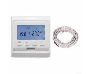 Termostato controlador de temperatura programable para calefacción de suelo eléctrico, 16 A, 95 V-250 V, sonda de sensor dual, rango de 0 a 90 °C, montado en la pared, negro o blanco, (blanco 16 A)