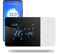 termostato de batería WiFi de 2 Hilo para Control de calderas de Gas Termostato Tuya programable Diariamente, Compatible con Control por Voz de Google y Alexa.W506 3A