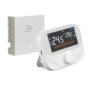 Termostato de caldera RF, controlador inalámbrico programable de calefacción de habitación con ajuste giratorio de temperatura, control remoto a través de la aplicación Tuya Smart, pantalla de clima y