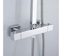 Termostato de Ducha Con Botón de Seguridad 38 °C, Grifo Mezclador, Caño Inferior, Conector de Latón, G 3/4 Superior y G 1/2 Inferior