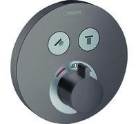 Termostato de ducha ShowerTablet ShowerSelect S, empotrado, 2 consumidores, cromado, 15743340, Color: Negro Cepillado