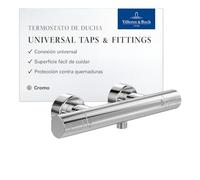 Termostato de ducha Universal Taps & Fittings de Villeroy & Boch, grifería de ducha con protección térmica y bloqueo de seguridad a los 38°, mezclador de ducha empotrado, redondo, Chrom