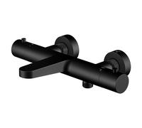 Termostato de superficie Steinberg serie 340, proyección de 194 mm, control de temperatura y caudal, para bañera, 3403100S, Color: Negro Mate
