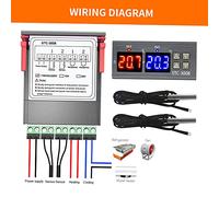 Termostato digital de doble pantalla Controlador de temperatura con modos de calor y frío Sondas de sensor duales Control de precisión para incubadora Invernadero Acuario ABS (110-220V)