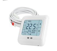 Termostato digital H3 + pantalla táctil iluminado empotrado con sensor para calefacción por suelo radiante eléctrico y por agua, programable, programa semanal blanco