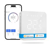 Termostato eléctrico inteligente, suelo radiante, termostato de ambiente WiFi, compatible con HomeKit, Alexa y Google, misión por voz, control remoto y programación, pantalla táctil LED digital