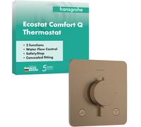 Termostato empotrado hansgrohe Ecostat Comfort Q para 2 consumidores, 33713140, Color: Bronce cepillado