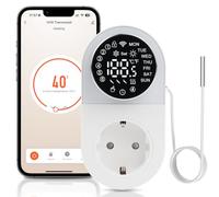 Termostato Enchufe Termostato Digital 220V 16A Inteligente WIFI Mando Giratorio Controlador Temperatura Control por APP Pantalla Digital LED Frío/Calefacción Pantalla Digital LED