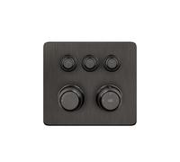 Termostato Gessi Hi-FI listo para montar con botón de encendido/apagado, 3 vías, ducha de lluvia y teleducha, para montaje en pared, 65234707, Color: Metal negro cepillado PVD