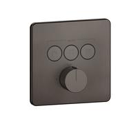Termostato Gessi Hi-Fi listo para montar con botón de encendido/apagado. 3 vías, montaje en pared, 38719707, Color: Metal negro cepillado PVD