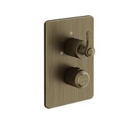 Termostato Gessi Venti20 listo para montar, con válvula de cierre, 1 vía, con cartucho termostático y desagüe, montaje en pared, 65133713, Color: Latón antiguo