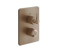 Termostato Gessi Venti20 listo para montar, con válvula de cierre, 1 vía, con cartucho termostático y desagüe, montaje en pared, 65133708, Color: PVD cepillado de cobre