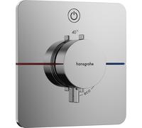Termostato hansgrohe ShowerSelect Comfort Q, empotrado, 1 consumidor, rosetón Soft Edge, con pulsador, 15581000, Color: cromado