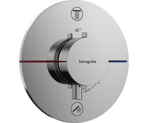 termostato hansgrohe ShowerSelect Comfort S, empotrado, 2 consumidores, roseta redonda, con combinación de fusibles, 15556000, Color: cromado