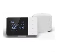 Termostato inalámbrico de caldera para Tuya Smart Lifes, controlador de refrigeración de calefacción con control de voz, precisión de ± 0.5 °C, 6 períodos diarios, funciona con batería o USB, bloqueo